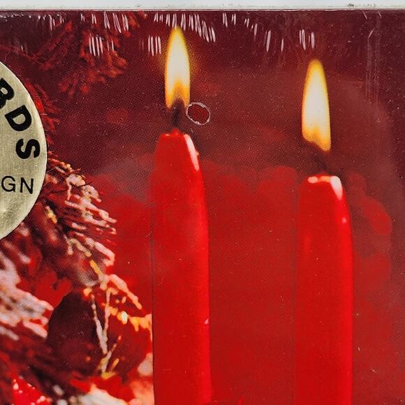 Vintage Christmas 18 Postcard Sealed Holiday Greetings RED Poinsettias Candles - Picture 2 of 4